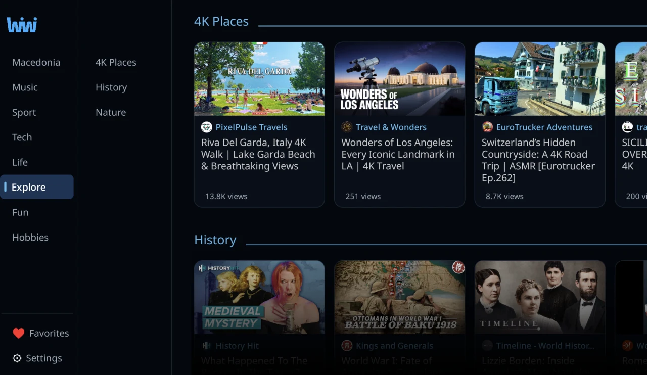 Browsing video rows on the big screen with a remote